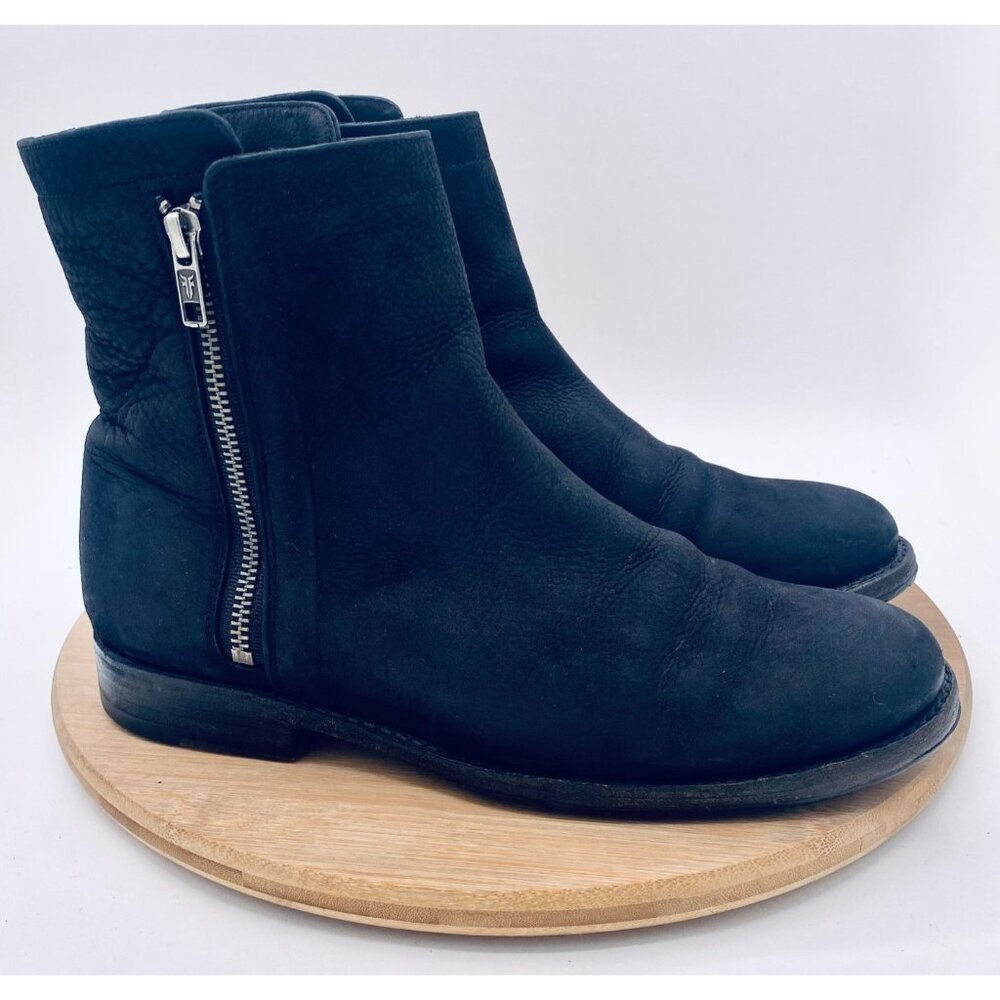 Frye Moto Boots Mens 9.5 Black Leather Chukka Ankle Zip